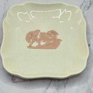 Wedgwood Cream and Pink Decorative Plate Trinkets or soap dish 4" x 4"